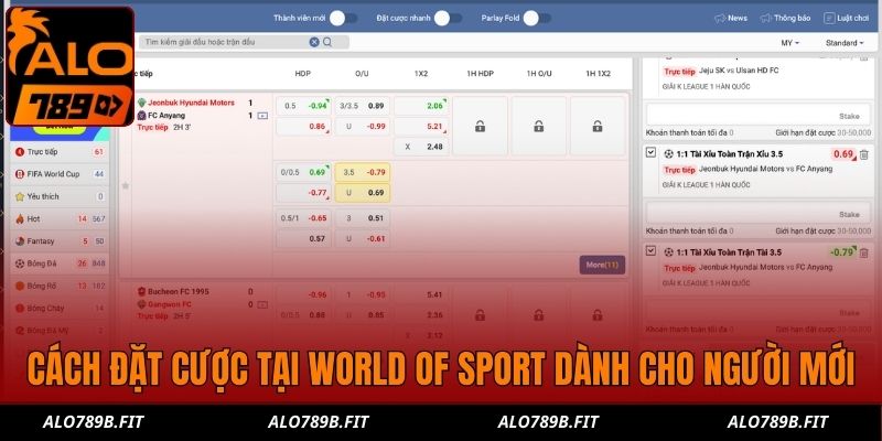 Cách đặt cược tại World Of Sport dành cho người mới