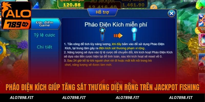 Pháo điện kích giúp tăng sát thương diện rộng trên Jackpot Fishing