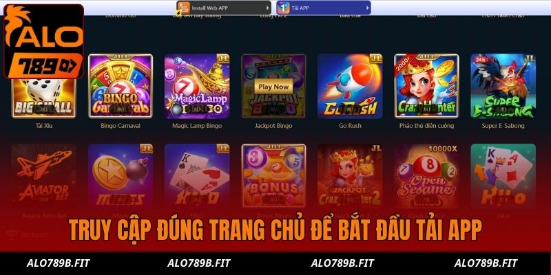 Truy cập đúng trang chủ để bắt đầu tải app