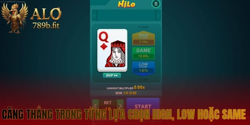 Căng thẳng trong từng lựa chọn High, Low hoặc Same 